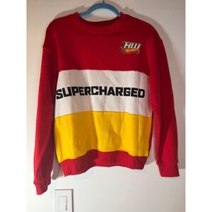 Hot Wheels Supercharged Colorblock Sweatshirt Red White Yellow Mens Small